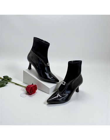 [갤러리아] 고세 데일리 여성 페미닌 V컷 스트랩 니트삭스 앵클부츠 GEA5F035 블랙 7cm