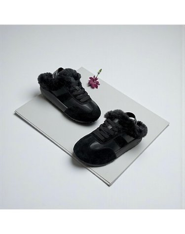 [갤러리아] 고세 데일리 여성 와이드핏 밍크 퍼 밴딩 스니커즈 뮬 GZO5F028 블랙 4cm