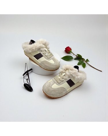 [갤러리아] 고세 데일리 여성 와이드핏 밍크 퍼 밴딩 스니커즈 뮬 GZO5F028 베이지 4cm