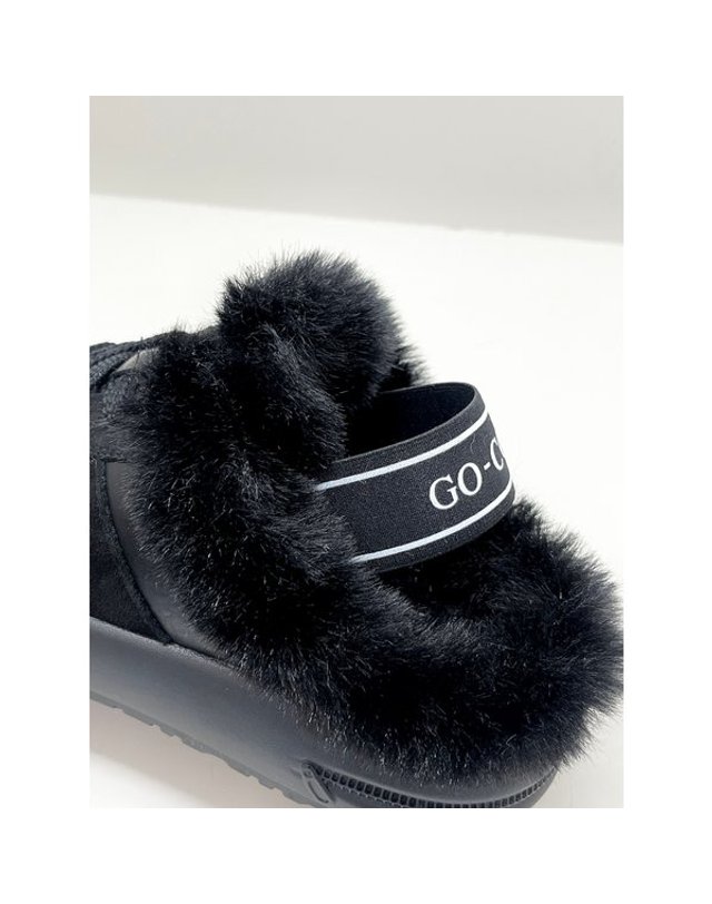 고세제화 [갤러리아] 고세 데일리 여성 와이드핏 밍크 퍼 밴딩 스니커즈 뮬 GZO5F028 베이지 4cm 착용컷