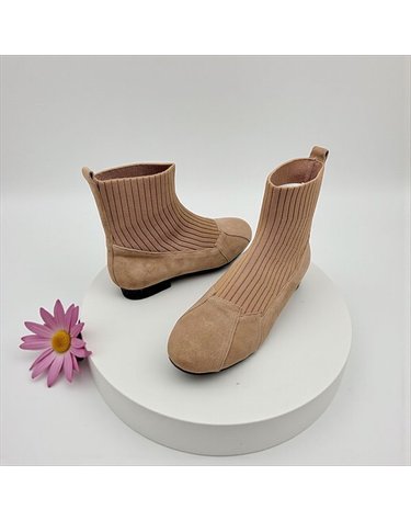 [갤러리아] 고세 데일리 여성 절개라인 쿠션플랫 니트삭스 앵클부츠 GLA5F029 카멜 2cm
