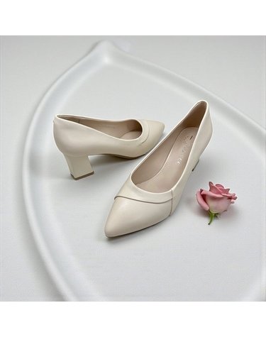 [갤러리아] 고세 여성 데일리 절개라인 기본구두 통굽 펌프스 OZP6S016 아이보리 6cm