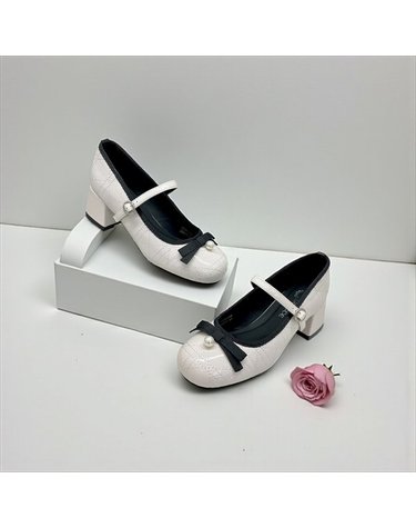 [갤러리아] 고세 여성 데일리 진주리본 퀼팅 에나멜 메리제인 펌프스 OZP6S026 아이보리 5cm