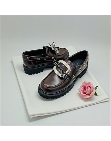[갤러리아] 고세 데일리 여성 프레피 사각프레임 리본 청키 로퍼 OZP6S024 브라운 3.5cm