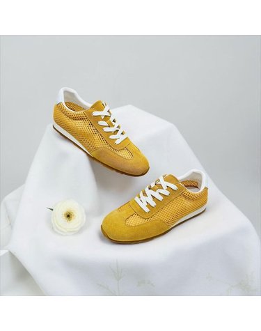 [갤러리아] 고세 데일리 여성 메쉬 스웨이드배색 레이스업 스니커즈 GZP6S015 머스타드 1.5cm