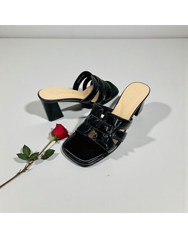 [갤러리아] 고세 데일리 여성 스퀘어토 글로시 컷아웃 슬리퍼 힐 OZS6S031 블랙 6cm