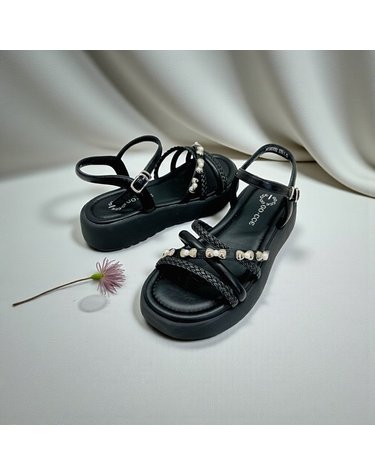 [갤러리아] 고세 데일리 여성 진주포인트 위빙 스트랩 플랫폼 샌들 OZS6S032 블랙 4.5cm