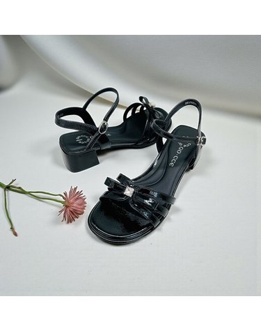 [갤러리아] 고세 데일리 여성 글로시 리본 포인트 스트랩 샌들 OZS6S033 블랙 4.5cm