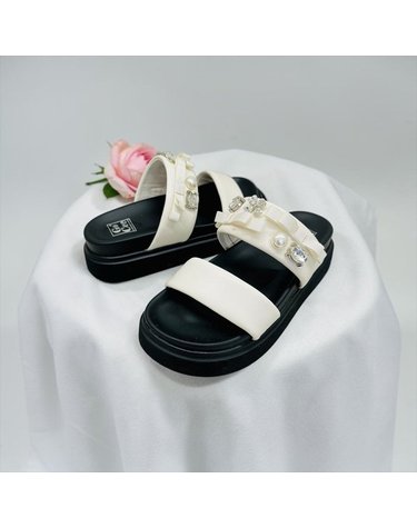 [갤러리아] 고세 데일리 여성 로맨틱 진주 큐빅 리콘 플랫폼 슬리퍼 GZS6S034 아이보리 3cm