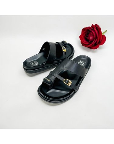 [갤러리아] 고세 데일리 여성 모던 골드 버클 쪼리 컴포트 슬리퍼 GZS6S033 블랙 2.5cm
