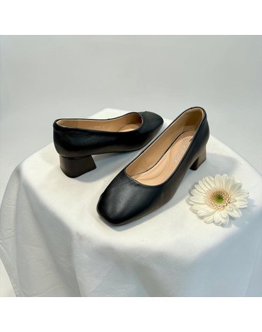 [갤러리아] 고세 데일리 여성 소가죽 소프트 스퀘어토 절개 펌프스 OZP6F011 블랙 4cm