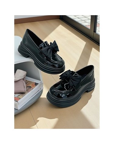 [갤러리아] 고세 데일리 여성 에나멜 리본 청키 로퍼 OZP5F005 블랙 4.5cm