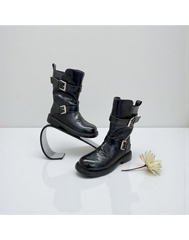 [갤러리아] 고세 데일리 여성 더블버클 그런지 하프 미들부츠 GZH5F020 블랙 4.5cm