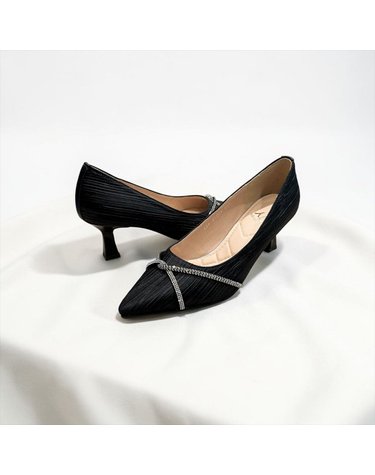 [갤러리아] 고세 데일리 여성 플리츠 큐빅 크로스 포인티드토 펌프스 GDP6F006 블랙 6cm
