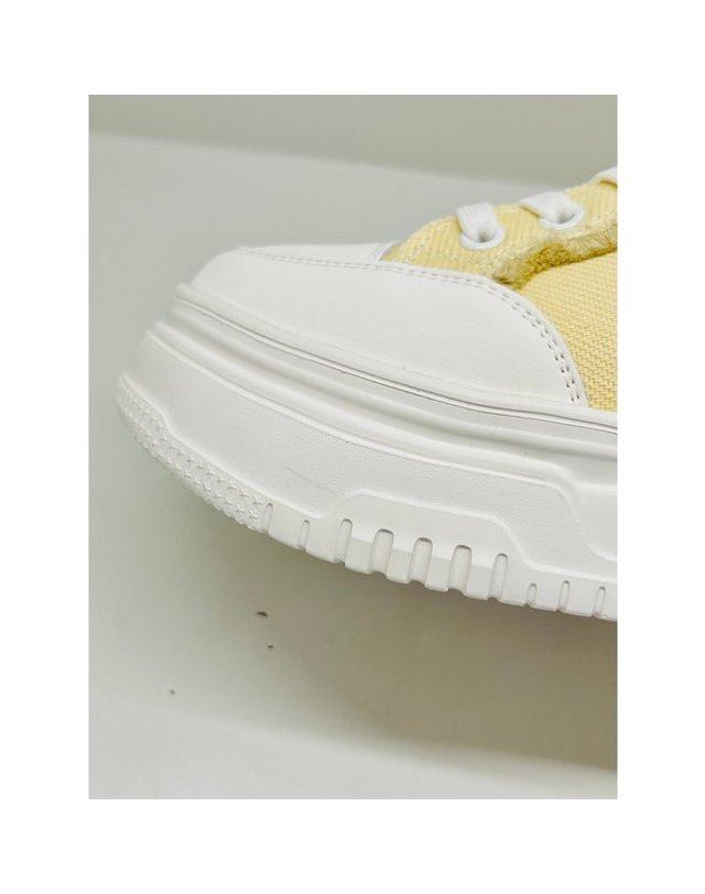 고세제화 [갤러리아] 고세 데일리 여성 캔버스 데님 경랑 키높이 스니커즈 GZP6S001 노랑 6cm 착용컷