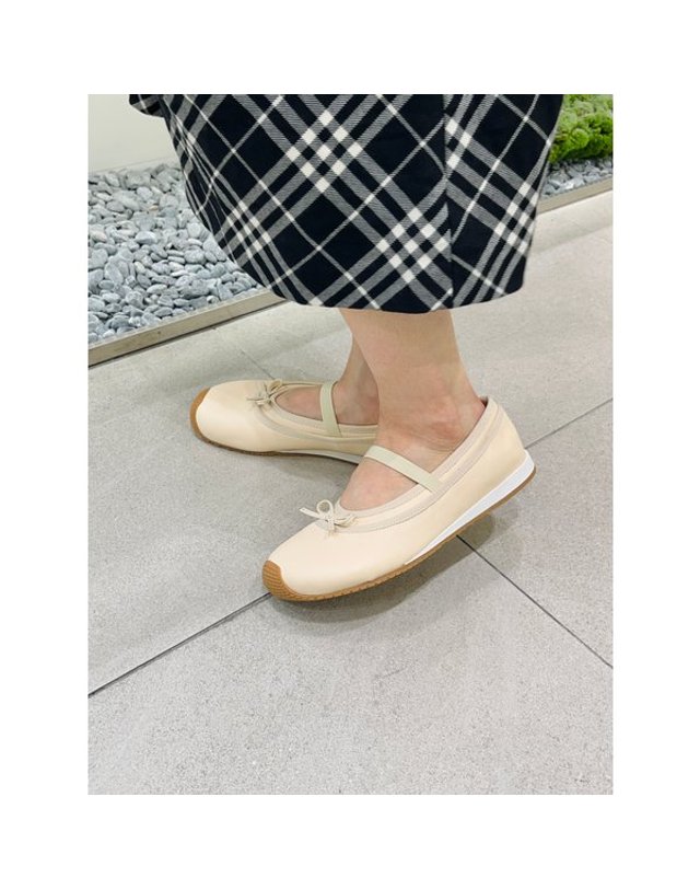 고세제화 [갤러리아] 고세 데일리 여성 와이드핏 밴딩 리본 메리제인 플랫 GZP6S014 연핑크 1.5cm 착용컷