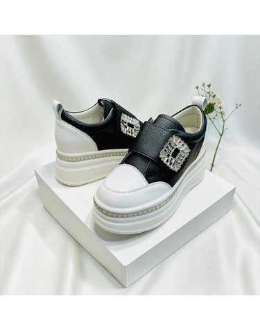 [갤러리아] 고세 데일리 여성 진주 큐빅 버클 키높이 스니커즈 OZP4S080 블랙 7cm