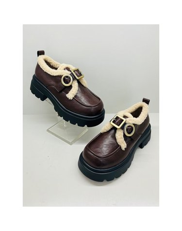 [갤러리아] 고세 데일리 여성 벨크로 양털 퍼 청키로퍼 GZP4F035 브라운 5cm