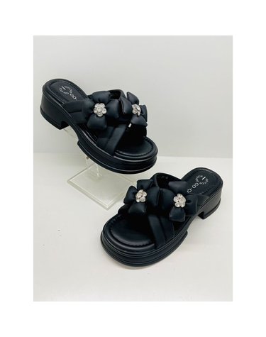 [갤러리아] 고세 데일리 여성 플랫폼 플라워 청키 뮬 슬리퍼 OZS5S042 블랙 5cm