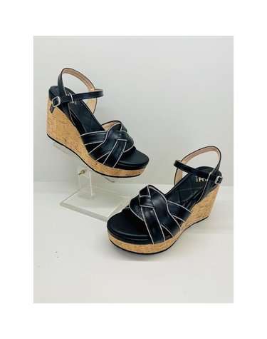 [갤러리아] 고세 데일리 여성 꼬임크로스 스트랩 웨지힐 샌들 GDS5S041 블랙 8cm
