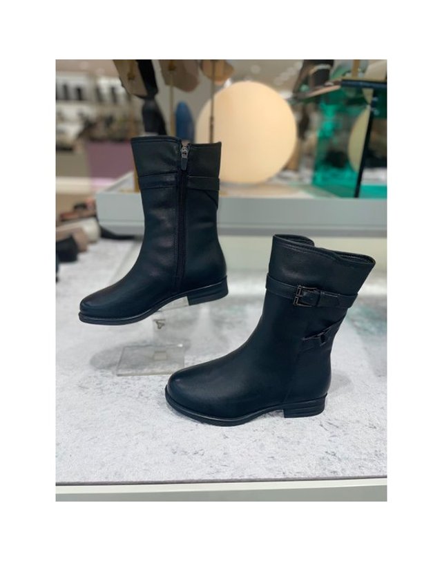 고세제화 [갤러리아] 고세 데일리 여성 초경량 띠포인트 토끼털 하프부츠 GZH3F120BK 블랙 3cm 착용컷