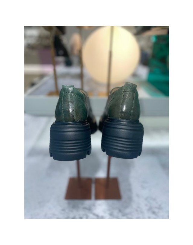 고세제화 [갤러리아] 고세 데일리 여성 청키굽 키높이 경량로퍼 GZP4S004 그린 6.5cm 착용컷