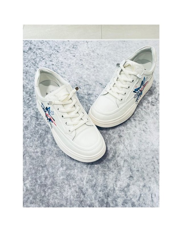 고세제화 [갤러리아] 고세 데일리 여성 프린팅 키높이 스니커즈 GZP4S014 화이트 6cm 착용컷