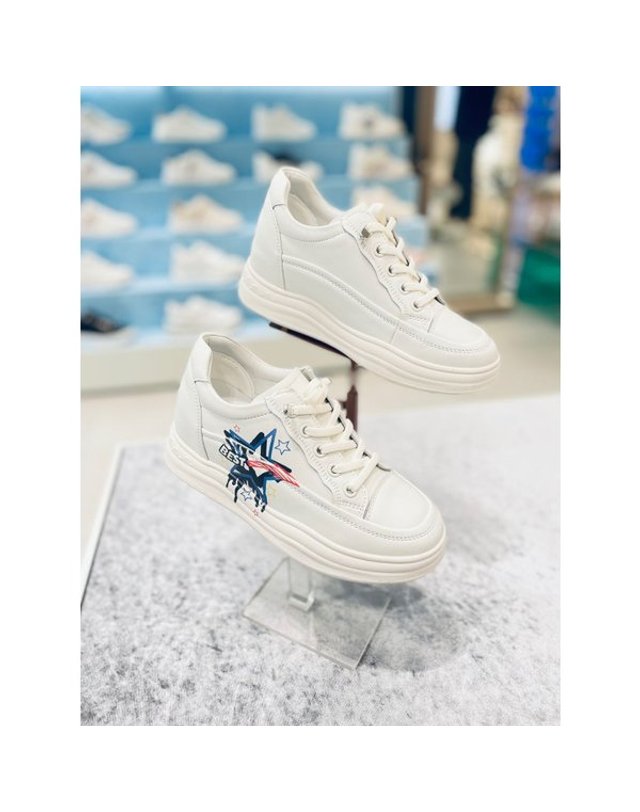 고세제화 [갤러리아] 고세 데일리 여성 프린팅 키높이 스니커즈 GZP4S014 화이트 6cm 착용컷