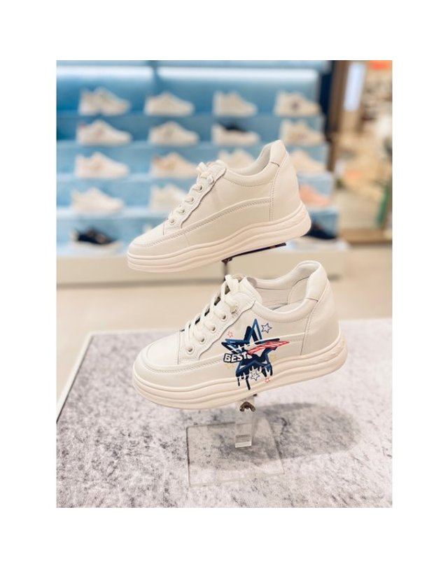 고세제화 [갤러리아] 고세 데일리 여성 프린팅 키높이 스니커즈 GZP4S014 화이트 6cm 착용컷
