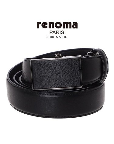 [갤러리아] 레노마 심플 무광 스퀘어 버클 소가죽 블랙 롱사이즈 자동벨트 RQSBE1502BK