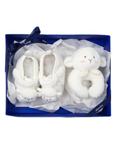 [갤러리아] (압소바양띠출산,태교,백일아기덧신)고트덧신+양딸랑이세트(AB26D3OS02SET)