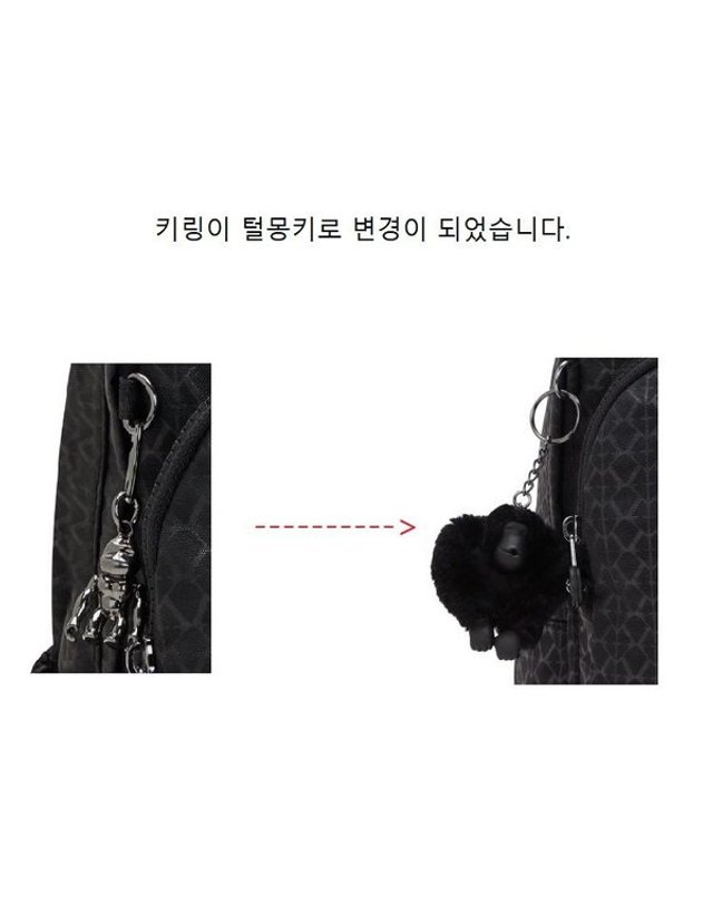 키플링 [갤러리아] 키플링 백팩 17L 노트북백 데일리백팩 델리아M 시그니처엠보 KOCBA23 SIEB 착용컷