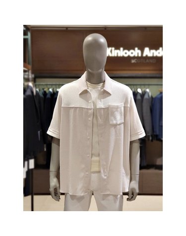 [갤러리아] 킨록 S/S 오버핏 크로세 블록 배색 반팔 셔츠 아이보리 (THI04)