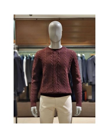 [갤러리아] 킨록 F/W 루즈핏 케이블 라운드 니트 와인 (TIY41)