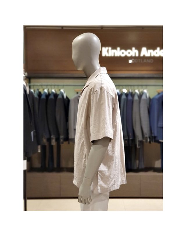 킨록 [갤러리아] 킨록 S/S 세미오버핏 린넨 카라 반팔 셔츠 베이지 (THI36) 착용컷