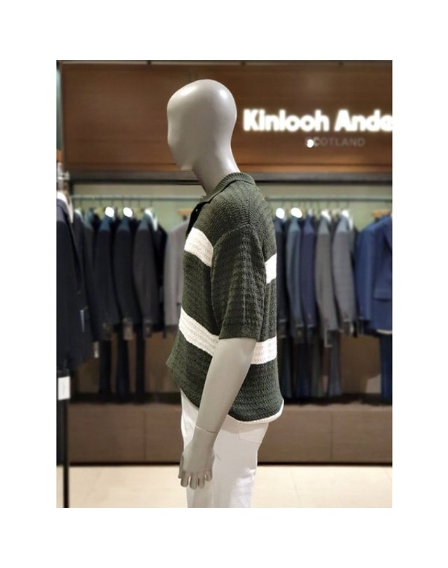 킨록 [갤러리아] 킨록 S/S 빅 스트라이프 부클사 카라 티셔츠 카키 (THW20) 착용컷