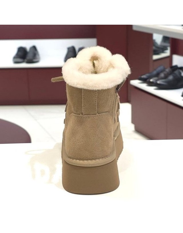 탠디 [갤러리아] 탠디 여성 퍼 앵클부츠 (4CM) G25447 BEIGE 착용컷