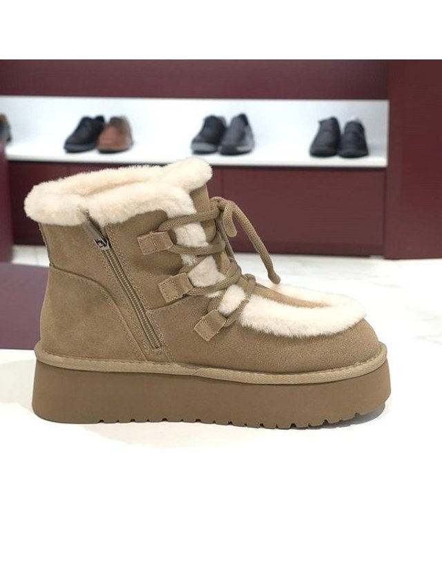 탠디 [갤러리아] 탠디 여성 퍼 앵클부츠 (4CM) G25447 BEIGE 착용컷