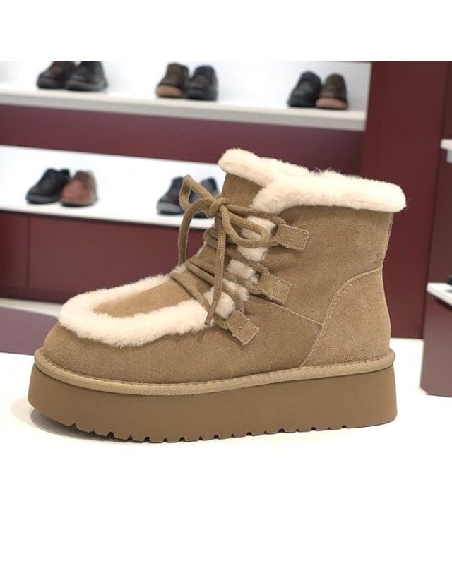 탠디 [갤러리아] 탠디 여성 퍼 앵클부츠 (4CM) G25447 BEIGE 착용컷