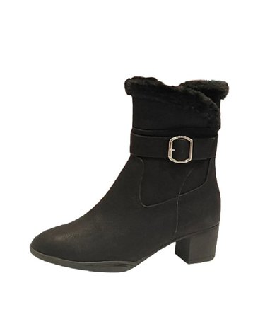 [갤러리아] 여성 앵클 퍼부츠 (굽 4CM) J1560_BLACK