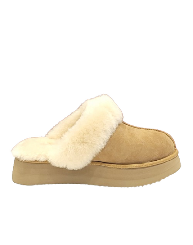 탠디 [갤러리아] 탠디 여성 퍼 슬리퍼 (5CM) G24427 BEIGE 착용컷