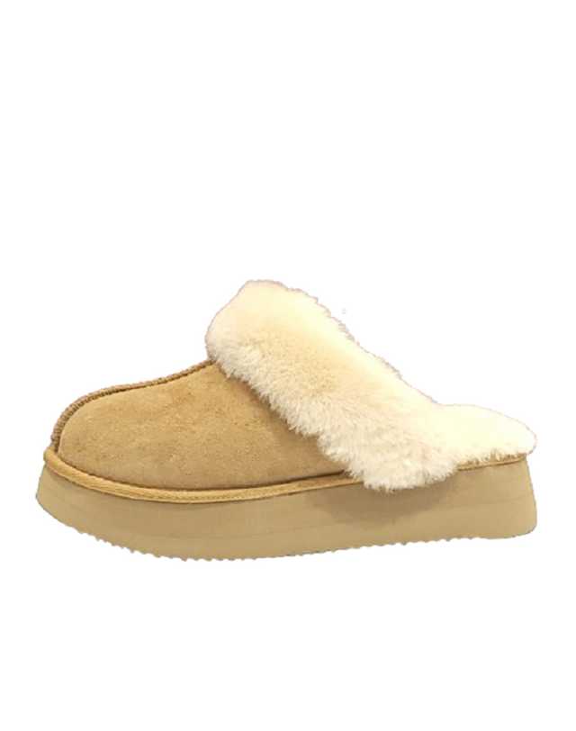 탠디 [갤러리아] 탠디 여성 퍼 슬리퍼 (5CM) G24427 BEIGE 착용컷
