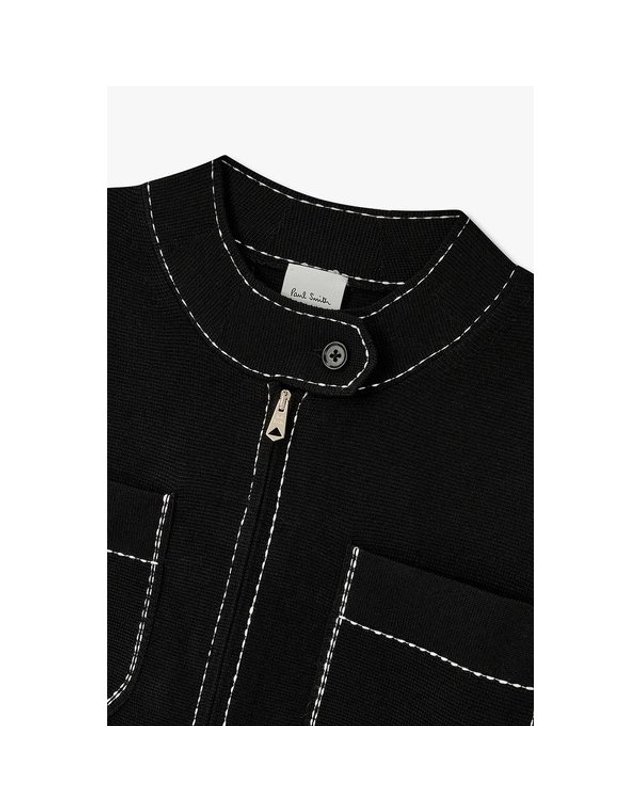 폴스미스 [갤러리아] 26FW [PAUL SMITH] 여성 배색 스티치 집업 가디건 5726328551 착용컷