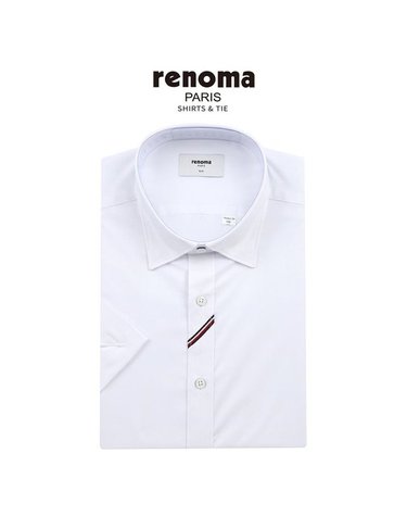 [갤러리아] (반소매 슬림핏) 스냅단추O, 플라켓 디테일 면스판 반팔 솔리드셔츠 RQUSL0304WH