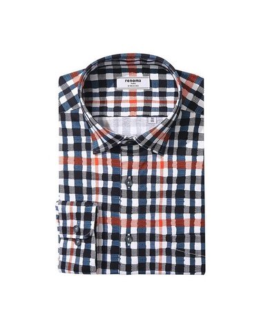 [갤러리아] (21FW/긴소매 일반핏) 실켓 면체크 저지 원단 체크셔츠 RLFSG1043WH