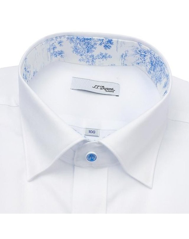 에스티듀퐁 에스.티. 듀퐁 [갤러리아] [듀퐁]26년S/S(슬림핏)120수면 혼방 화이트셔츠 ,SE6SM21LS309SWH A 착용컷