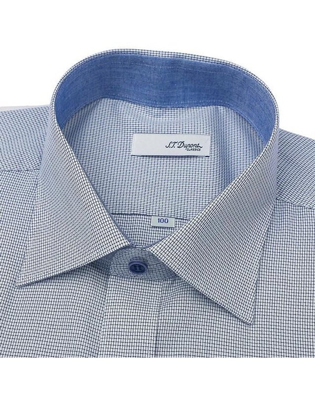 에스티듀퐁 에스.티. 듀퐁 [갤러리아] [듀퐁]26년S/S(슬림핏)면 텐셜 체크셔츠 ,SE6SM21LS323SNY A 착용컷