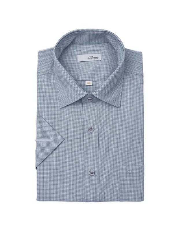 에스티듀퐁 에스.티. 듀퐁 [갤러리아] [듀퐁]26년S/S(일반핏/반소매) 모달/폴리 체크셔츠,SE6MM11HS112SGY A 착용컷