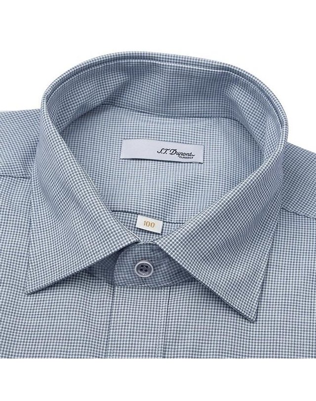 에스티듀퐁 에스.티. 듀퐁 [갤러리아] [듀퐁]26년S/S(일반핏/반소매) 모달/폴리 체크셔츠,SE6MM11HS112SGY A 착용컷