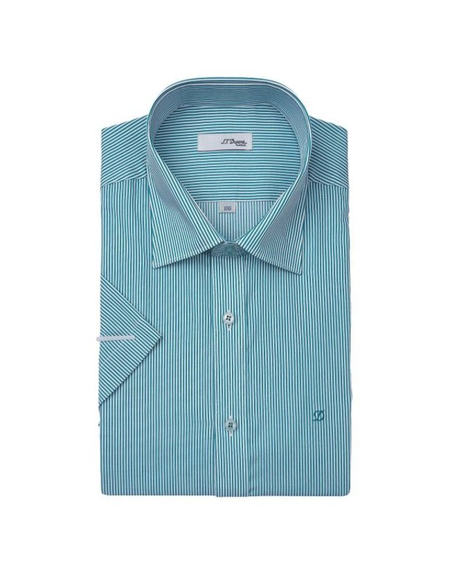 에스티듀퐁 에스.티. 듀퐁 [갤러리아] [듀퐁]26년S/S(슬림핏/반소매)스트라이프 셔츠,SE6MMM21HS309SGE A 착용컷